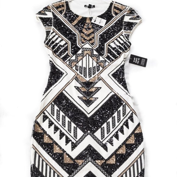 Express Short Sleeve Sequin Sheath Dress - XXS - Picture 1 of 1